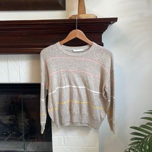 One Grey Day Striped Cotton Linen Blend Sweater S A3